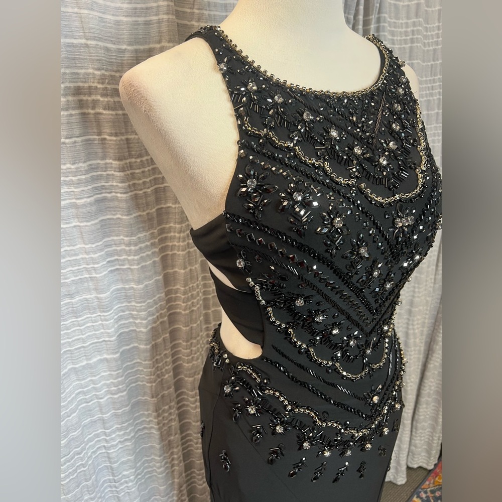 Rachel Allan Black Beaded Prom Dress - Picture 6 of 10